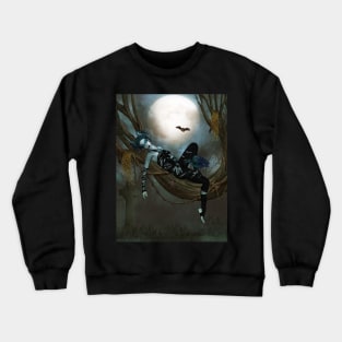 In the darkness of the night, dark fairy with crow Crewneck Sweatshirt